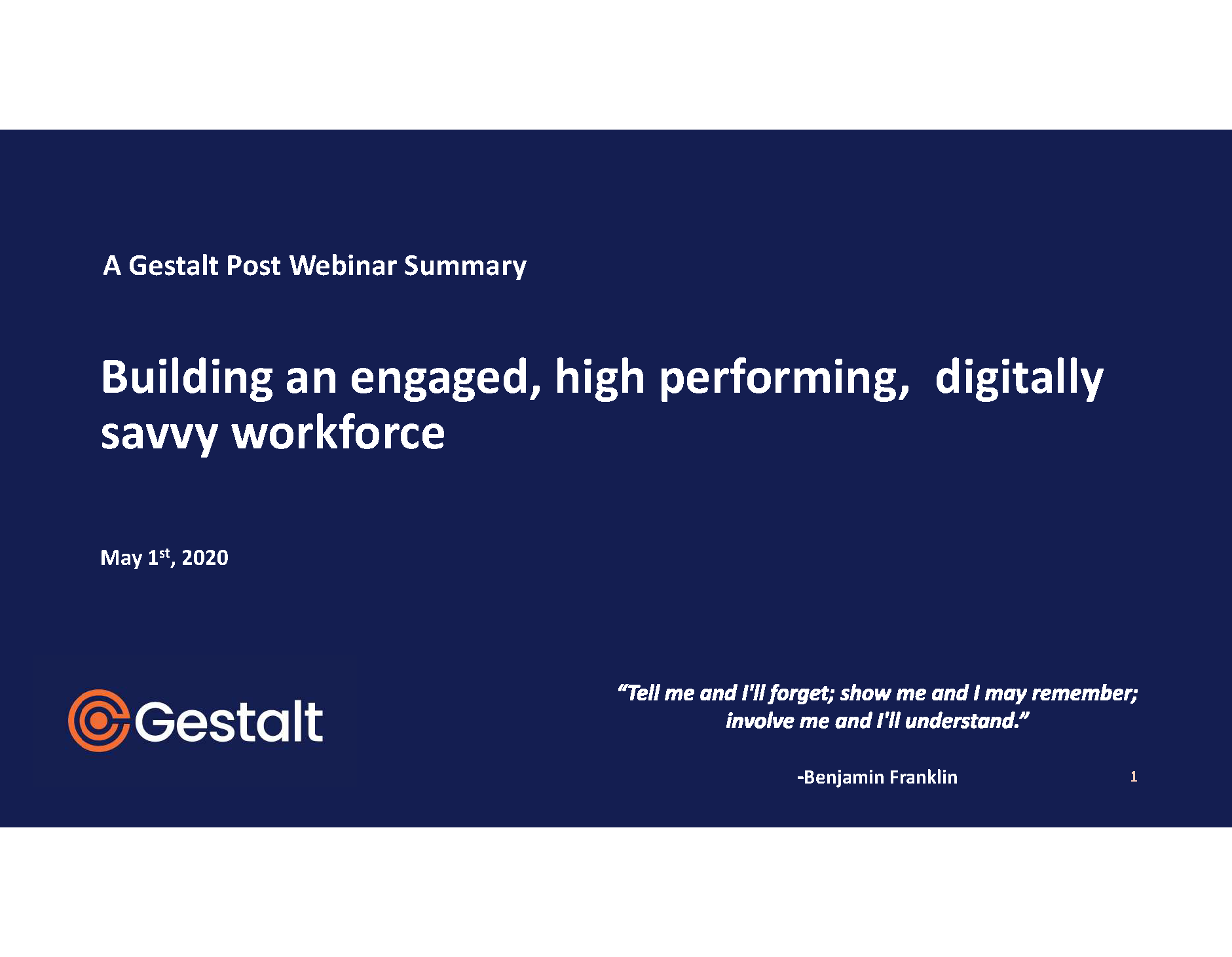 Gestalt Exec Survey Results: Building an engaged, high performing, digitally savvy workforce